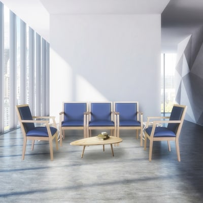 Regent WallGuard Vinyl Guest Chair, Noble Oak/Navy Blue (9875NONV)