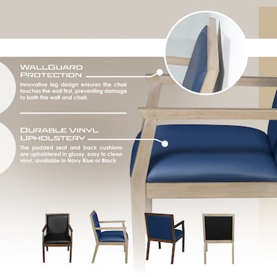 Regent WallGuard Vinyl Guest Chair, Noble Oak/Navy Blue (9875NONV)