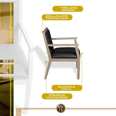 Regent WallGuard Vinyl Guest Chair, Noble Oak/Navy Blue (9875NONV)