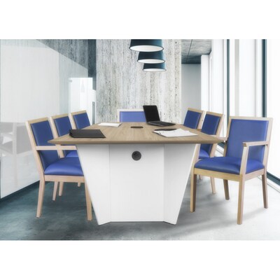 Regent WallGuard Vinyl Guest Chair, Noble Oak/Navy Blue (9875NONV)