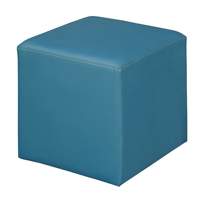 Regency Jean Vinyl Square Stool Ottoman, Peacock Teal (N6263PT)