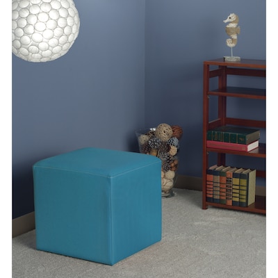 Regency Jean Vinyl Square Stool Ottoman, Peacock Teal (N6263PT)