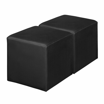 Regency Jean Vinyl Square Ottoman, Black, 2/Set (N6263BK2PK)