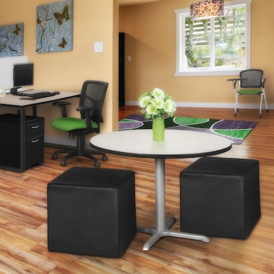 Regency Jean Vinyl Square Ottoman, Black, 2/Set (N6263BK2PK)
