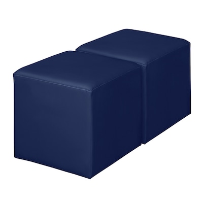 Regency Jean Vinyl Square Ottoman, Naval Blue, 2/Set (N6263NB2PK)