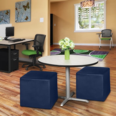 Regency Jean Vinyl Square Ottoman, Naval Blue, 2/Set (N6263NB2PK)