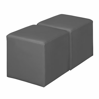 Regency Jean Vinyl Square Ottoman, Grey, 2/Set (N6263GY2PK)