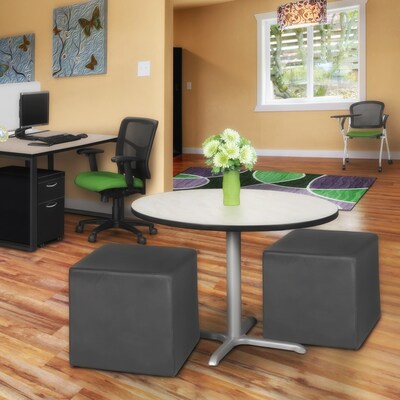Regency Jean Vinyl Square Ottoman, Grey, 2/Set (N6263GY2PK)