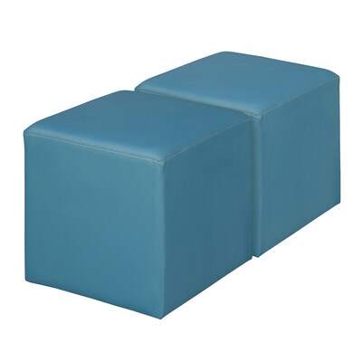 Regency Jean Vinyl Square Ottoman, Peacock Teal, 2/Set (N6263PT2PK)