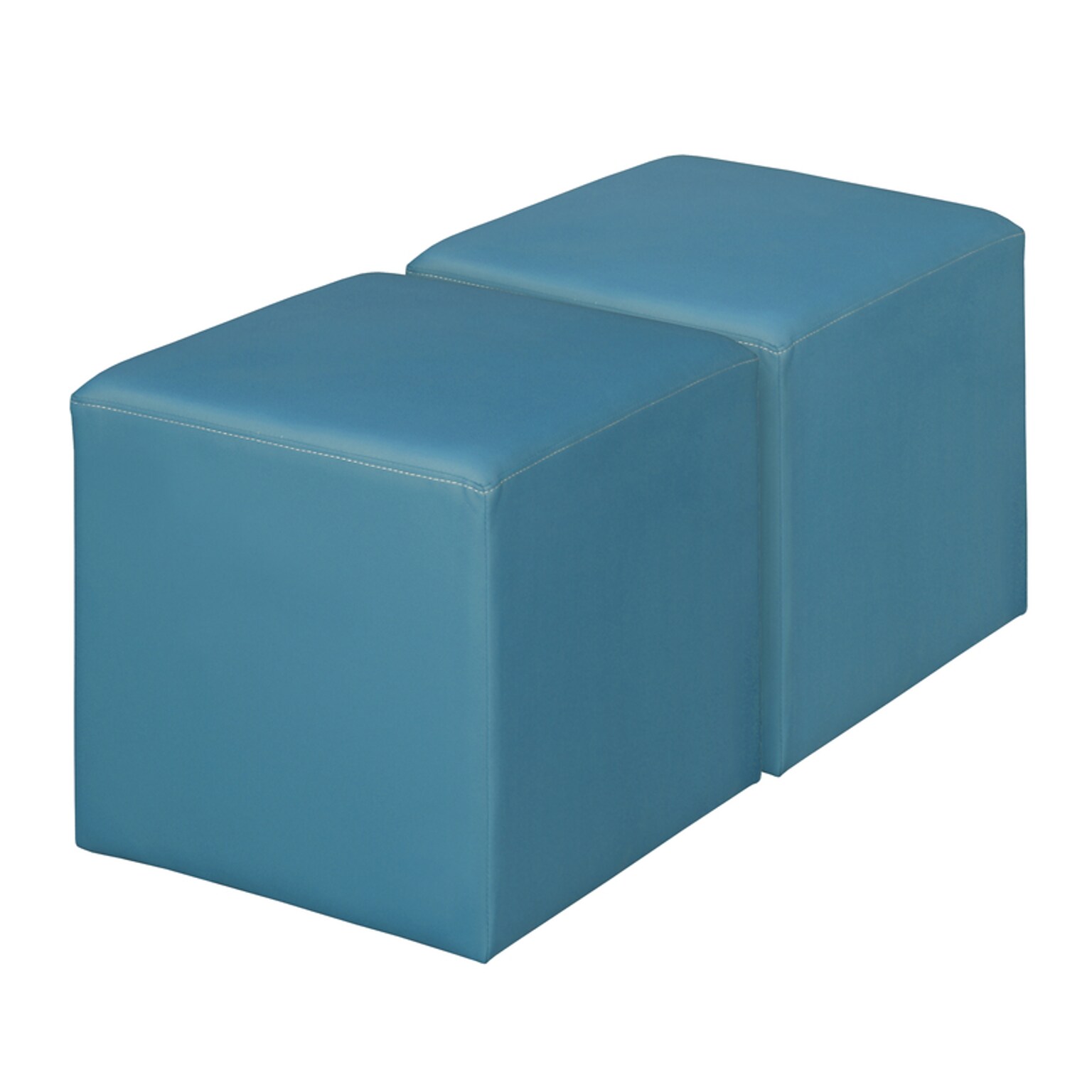 Regency Jean Vinyl Square Ottoman, Peacock Teal, 2/Set (N6263PT2PK)
