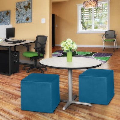 Regency Jean Vinyl Square Ottoman, Peacock Teal, 2/Set (N6263PT2PK)