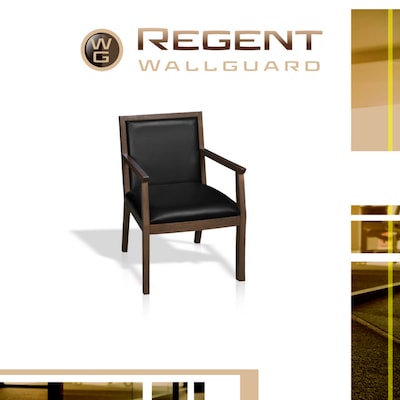 Regent WallGuard Vinyl Guest Chair, Neo Walnut/Navy Blue (9875NWNV)