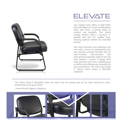 Regency Victor Big & Tall Vinyl Guest Chair, Black (407-VAM-BK)