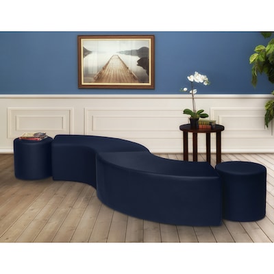 Regency Aurora Vinyl Curved Ottoman, Naval Blue, 2/Set (N6265NB2PK)