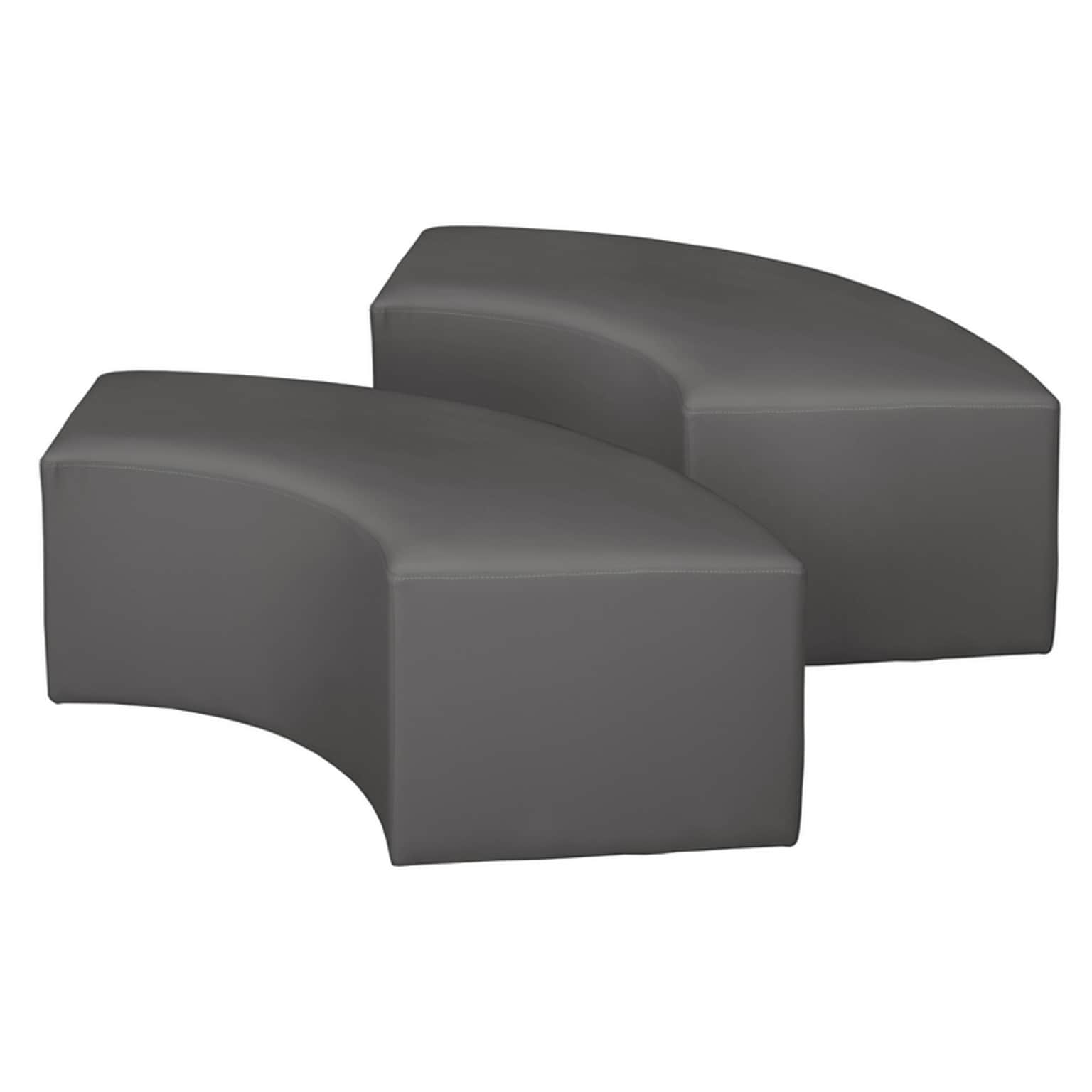 Regency Aurora Vinyl Curved Ottoman, Grey, 2/Set (N6265GY2PK)