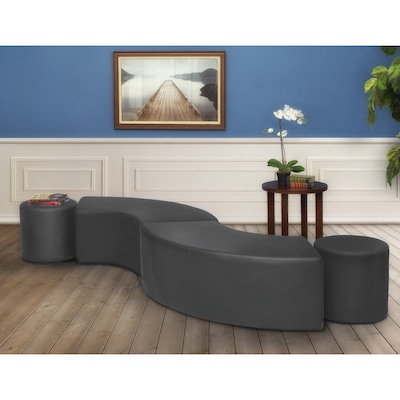 Regency Aurora Vinyl Curved Ottoman, Grey, 2/Set (N6265GY2PK)
