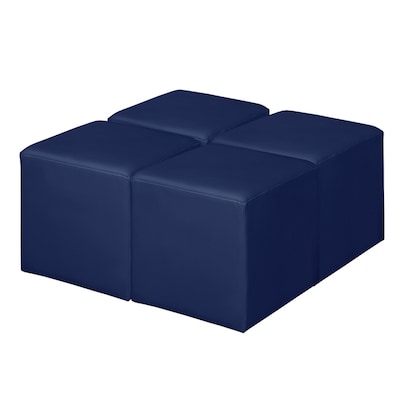 Regency Jean Vinyl Square Ottoman, Naval Blue, 4/Set (N6263NB4PK)