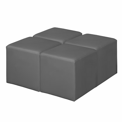 Regency Jean Vinyl Square Ottoman, Grey, 4/Set (N6263GY4PK)