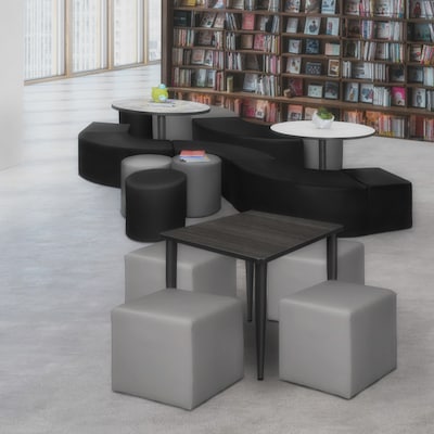 Regency Jean Vinyl Square Ottoman, Grey, 4/Set (N6263GY4PK)