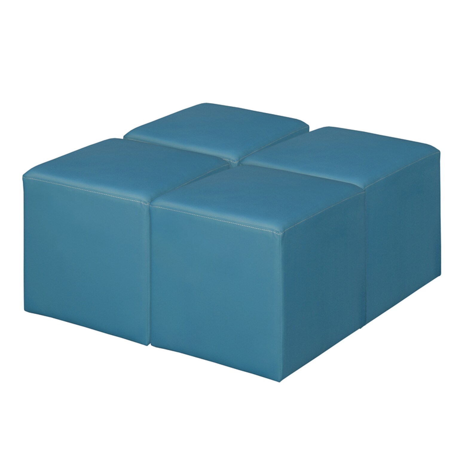 Regency Jean Vinyl Square Ottoman, Peacock Teal, 4/Set (N6263PT4PK)