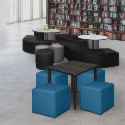 Regency Jean Vinyl Square Ottoman, Peacock Teal, 4/Set (N6263PT4PK)