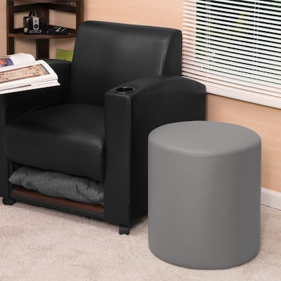 Regency Logan Vinyl Round Stool Ottoman, Grey (N6262GY)