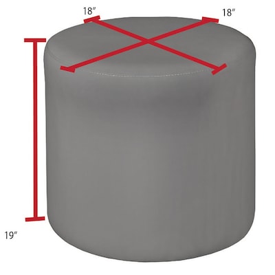 Regency Logan Vinyl Round Stool Ottoman, Grey (N6262GY)