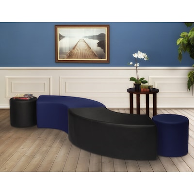 Regency Aurora Vinyl Curved Ottoman, Naval Blue (N6265NB)