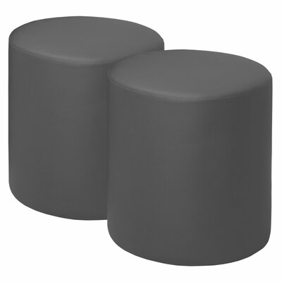 Regency Logan Vinyl Round Ottoman, Grey, 2/Set (N6262GY2PK)
