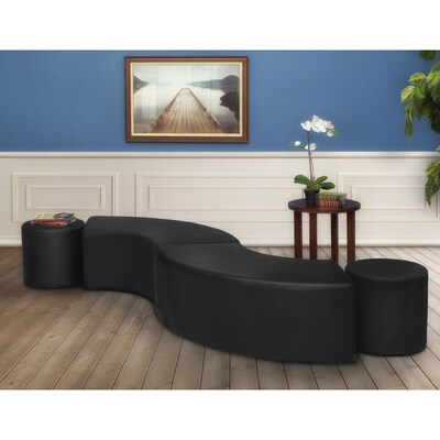 Regency Aurora Vinyl Curved Ottoman, Black, 2/Set (N6265BK2PK)