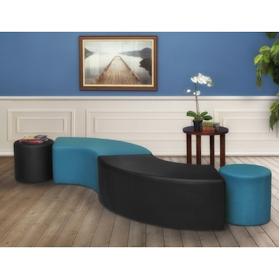 Regency Aurora Vinyl Curved Ottoman, Peacock Teal (N6265PT)