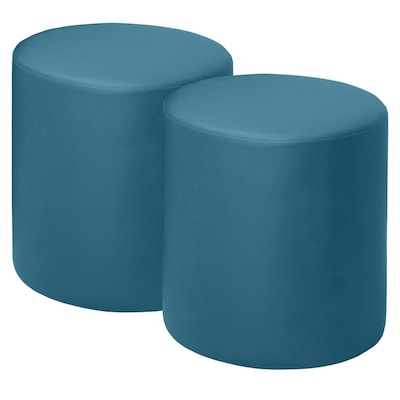 Regency Logan Vinyl Round Ottoman, Peacock Teal, 2/Set (N6262PT2PK)