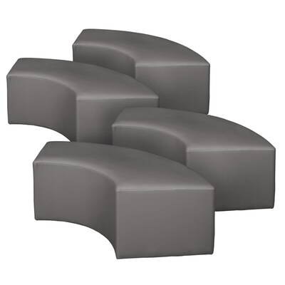 Regency Aurora Vinyl Curved Ottoman, Grey, 4/Set (N6265GY4PK)