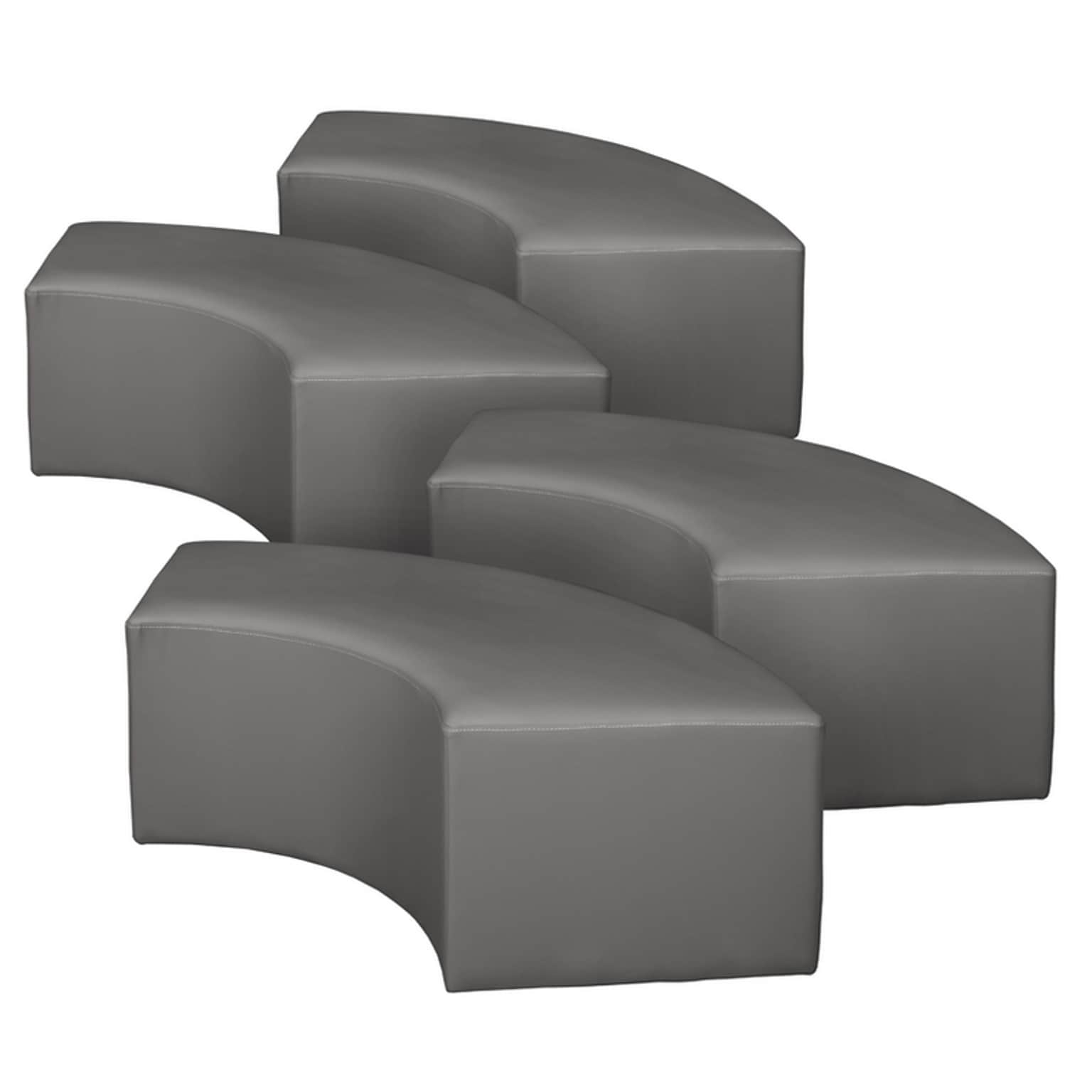 Regency Aurora Vinyl Curved Ottoman, Grey, 4/Set (N6265GY4PK)