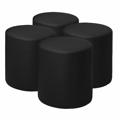 Regency Logan Vinyl Round Ottoman, Black, 4/Set (N6262BK4PK)