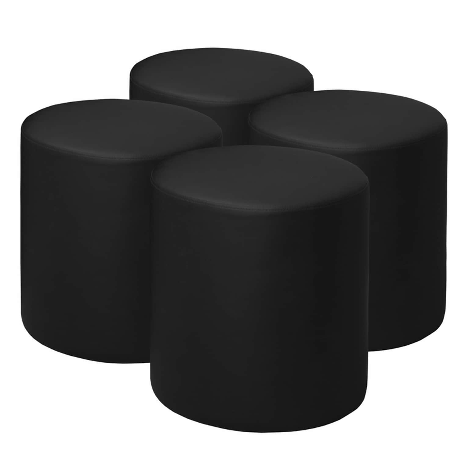 Regency Logan Vinyl Round Ottoman, Black, 4/Set (N6262BK4PK)