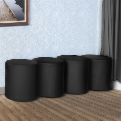 Regency Logan Vinyl Round Ottoman, Black, 4/Set (N6262BK4PK)