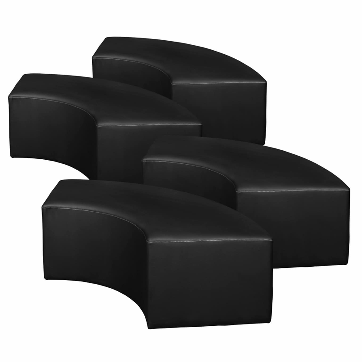 Regency Aurora Vinyl Curved Ottoman, Black, 4/Set (N6265BK4PK)