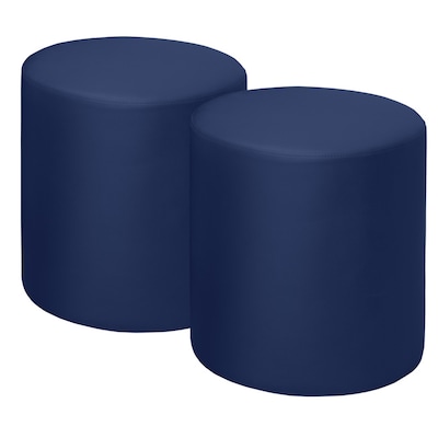 Regency Logan Vinyl Round Ottoman, Naval Blue, 2/Set (N6262NB2PK)