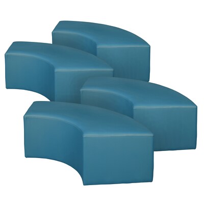 Regency Aurora Vinyl Curved Ottoman, Peacock Teal, 4/Set (N6265PT4PK)