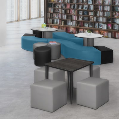 Regency Aurora Vinyl Curved Ottoman, Peacock Teal, 4/Set (N6265PT4PK)