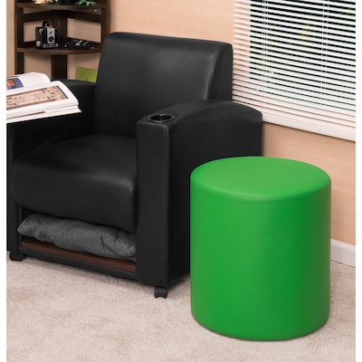 Regency Logan Vinyl Round Stool Ottoman, Envy Green (N6262EG)