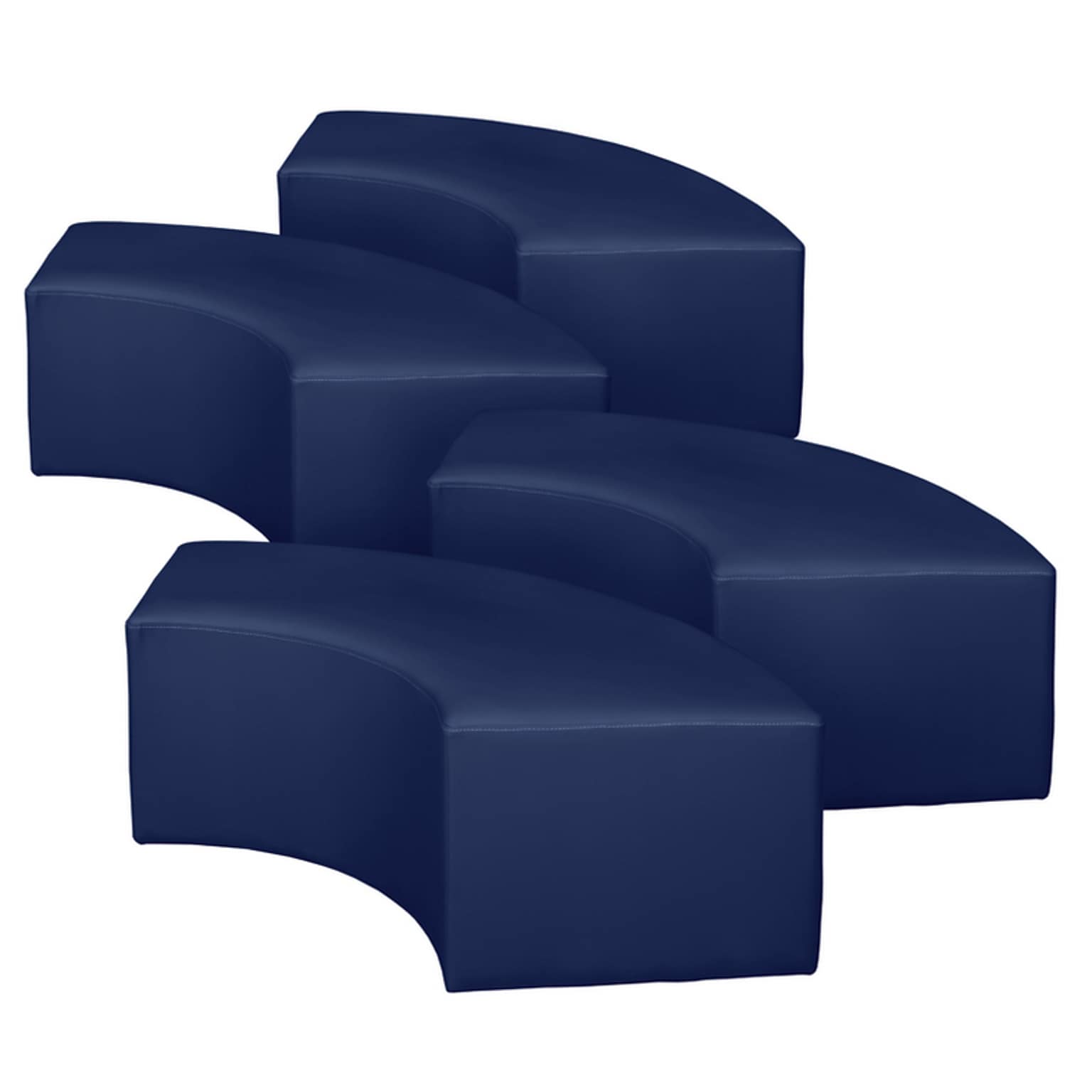 Regency Aurora Vinyl Curved Ottoman, Naval Blue, 4/Set (N6265NB4PK)
