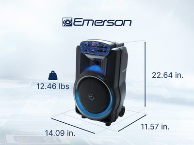 Emerson Portable Bluetooth® 12" Party Speaker with Flame Lighting, Black (EDS-1220)