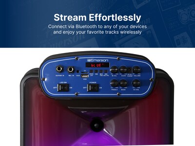Emerson Portable Bluetooth® 12" Party Speaker with Flame Lighting, Black (EDS-1220)