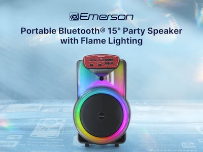 Emerson Portable Bluetooth® 15 Party Speaker with Flame Lighting, Black (EDS-1520)