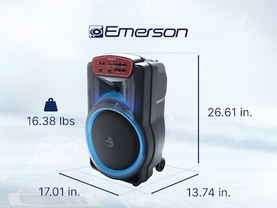 Emerson Portable Bluetooth® 15" Party Speaker with Flame Lighting, Black (EDS-1520)