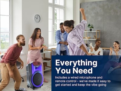 Emerson Portable Bluetooth® 15" Party Speaker with Flame Lighting, Black (EDS-1520)
