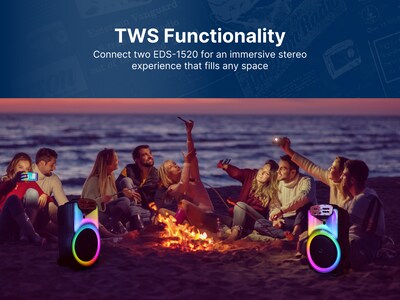 Emerson Portable Bluetooth® 15" Party Speaker with Flame Lighting, Black (EDS-1520)