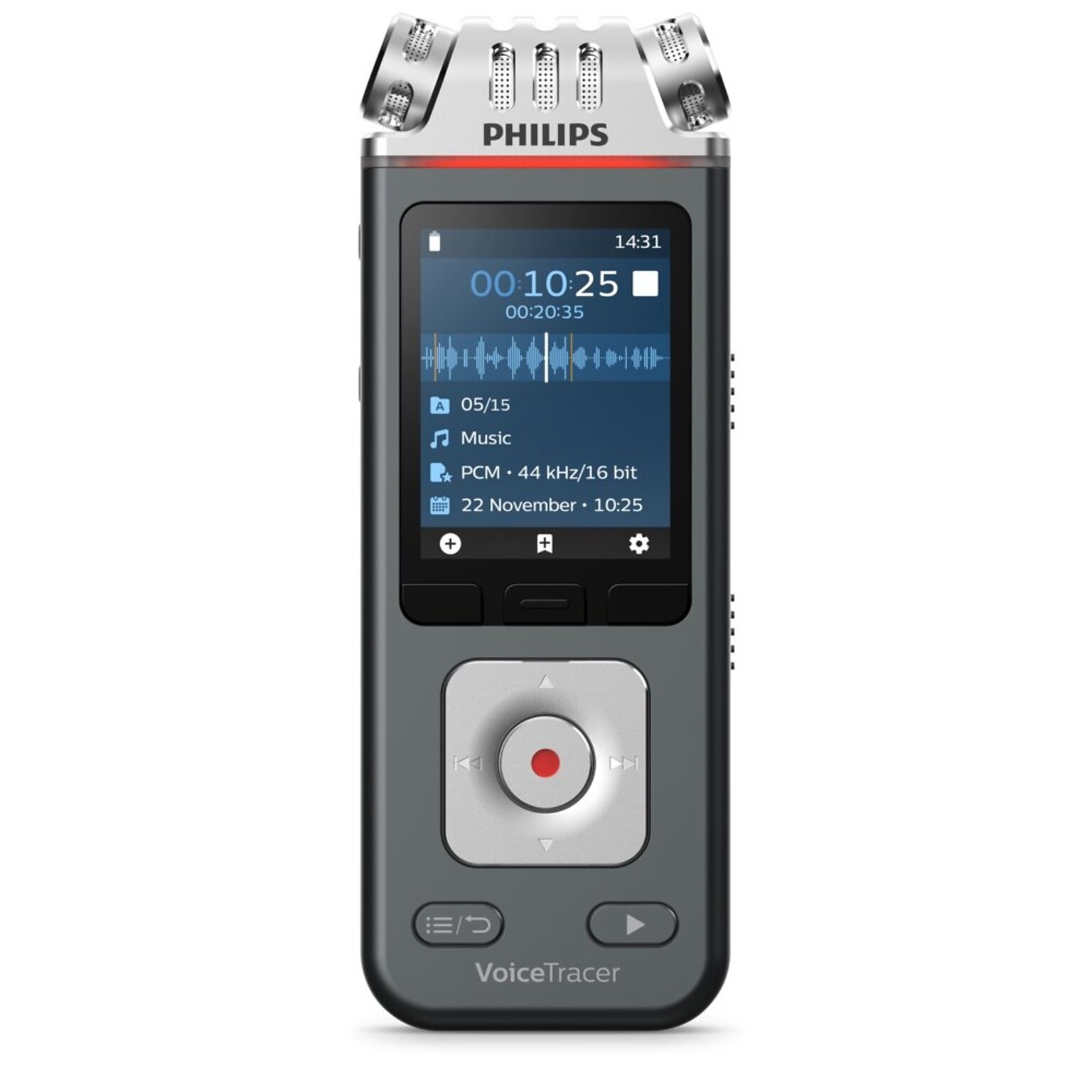 Philips VoiceTracer Digital Audio Voice Recorder, 8GB, Anthracite/Chrome (DVT6115)